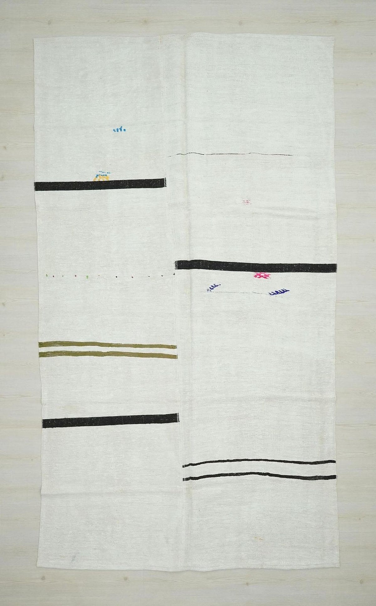 Scandinavian Decor Vintage Hemp Kilim Rug: Striped Turkish Flat Woven Rugs 6x11 Ft