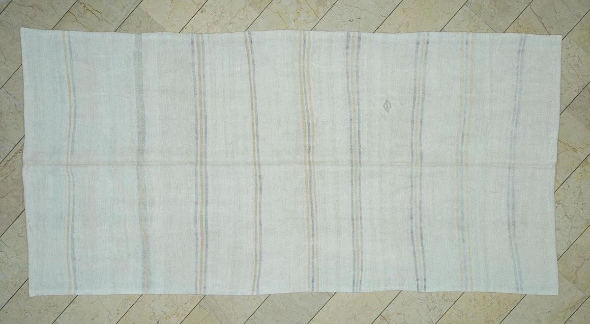 Farmhouse Decor Vintage Hemp Kilim Rug: Mid-Century Modern Stripe Rugs 6x11 ft