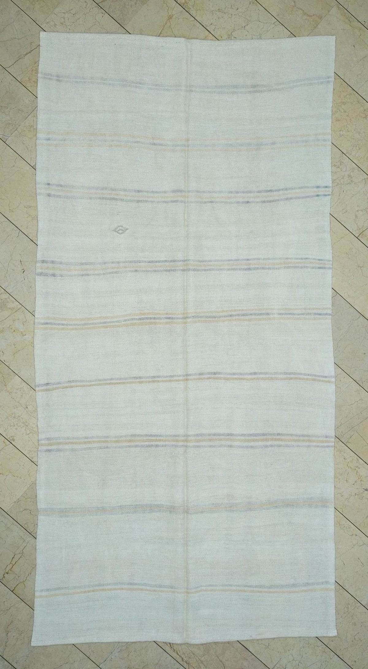 Farmhouse Decor Vintage Hemp Kilim Rug: Mid-Century Modern Stripe Rugs 6x11 ft