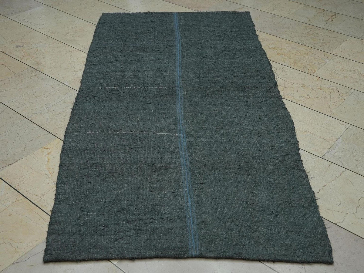Overdye Gray Patchwork Hemp Kilim Rug,3.3x6.6 Ft,Vintage Style Gift.