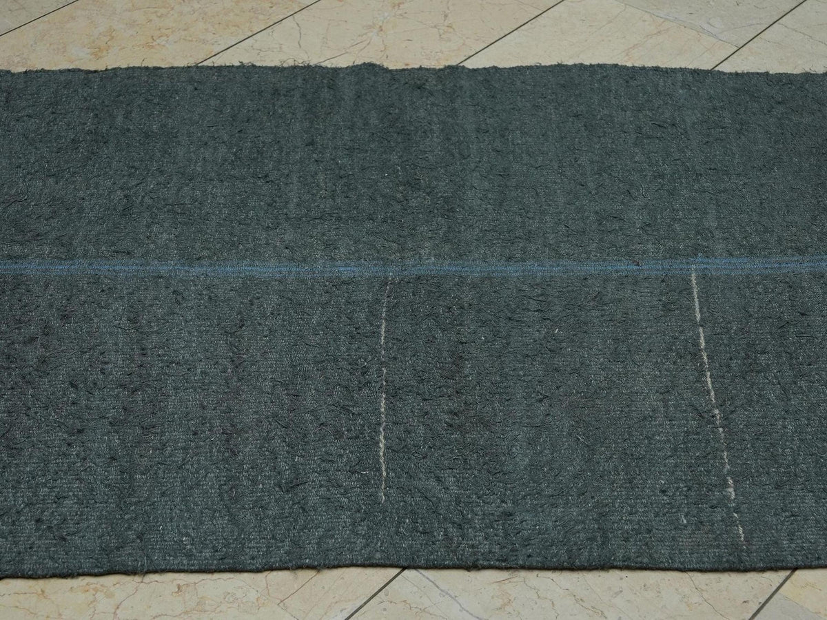 Overdye Gray Patchwork Hemp Kilim Rug,3.3x6.6 Ft,Vintage Style Gift.