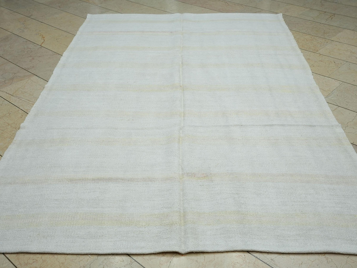 Handmade Hemp Kilim Rug: Turkish Stripe Flat Woven Rugs, 6x9