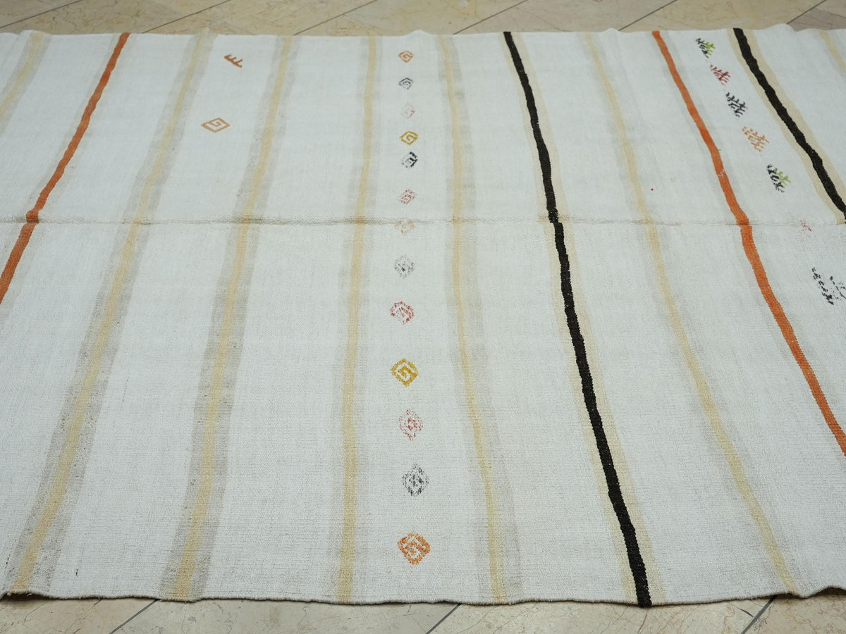Vintage Hemp Kilim Rug: Minimalist Flat Woven, Mid-Century Modern Decor Rugs 6x9.3 Ft