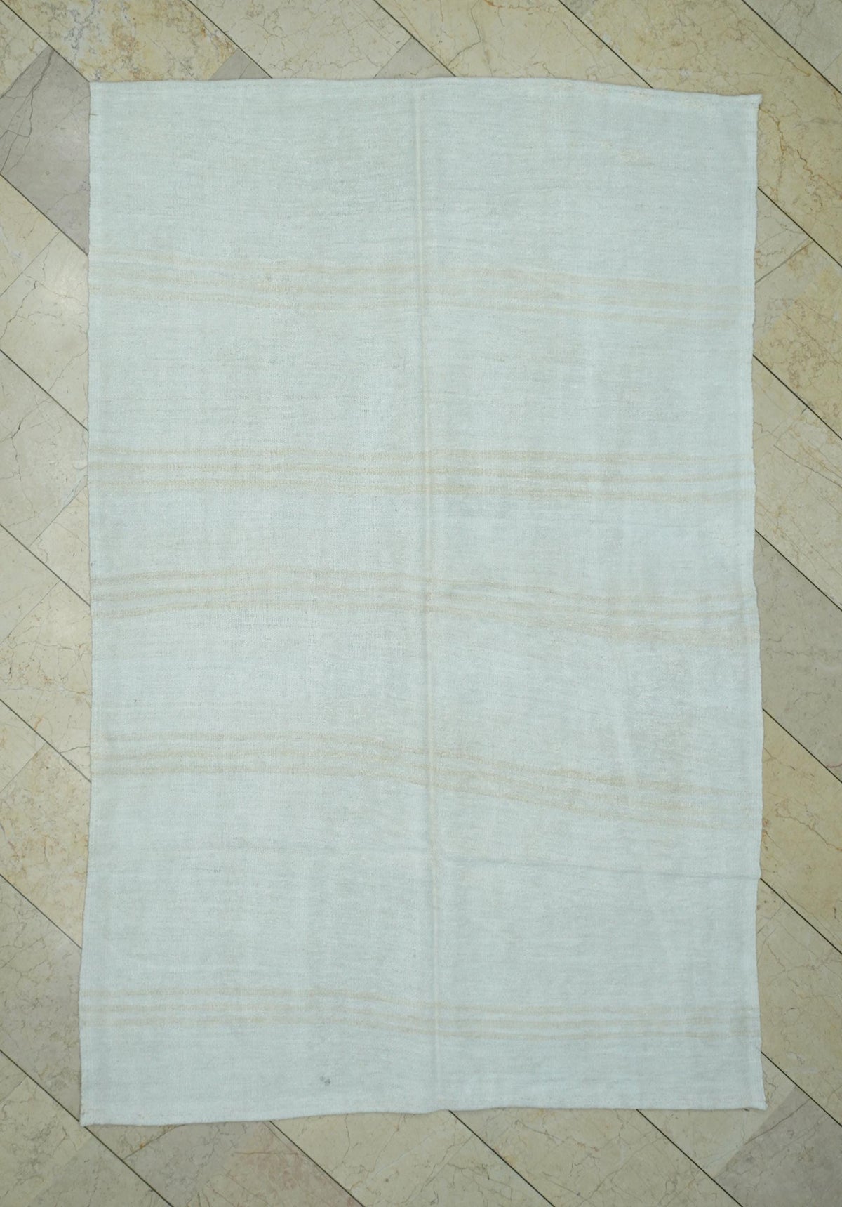 Eco-Friendly Minimalist Striped Vintage Hemp Kilim Rug: 5x8 Turkish Flat Woven Rugs.