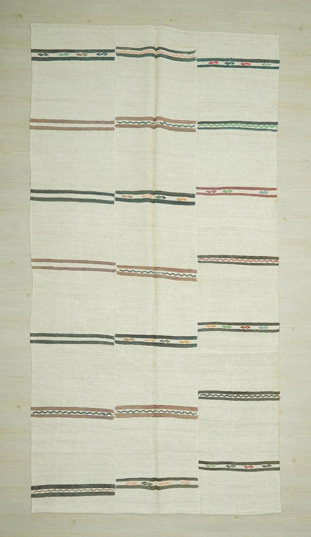 Striped Hemp Kilim Rug: Modern Scandinavian Style Turkish Rugs, 5.10x11.7 ft.