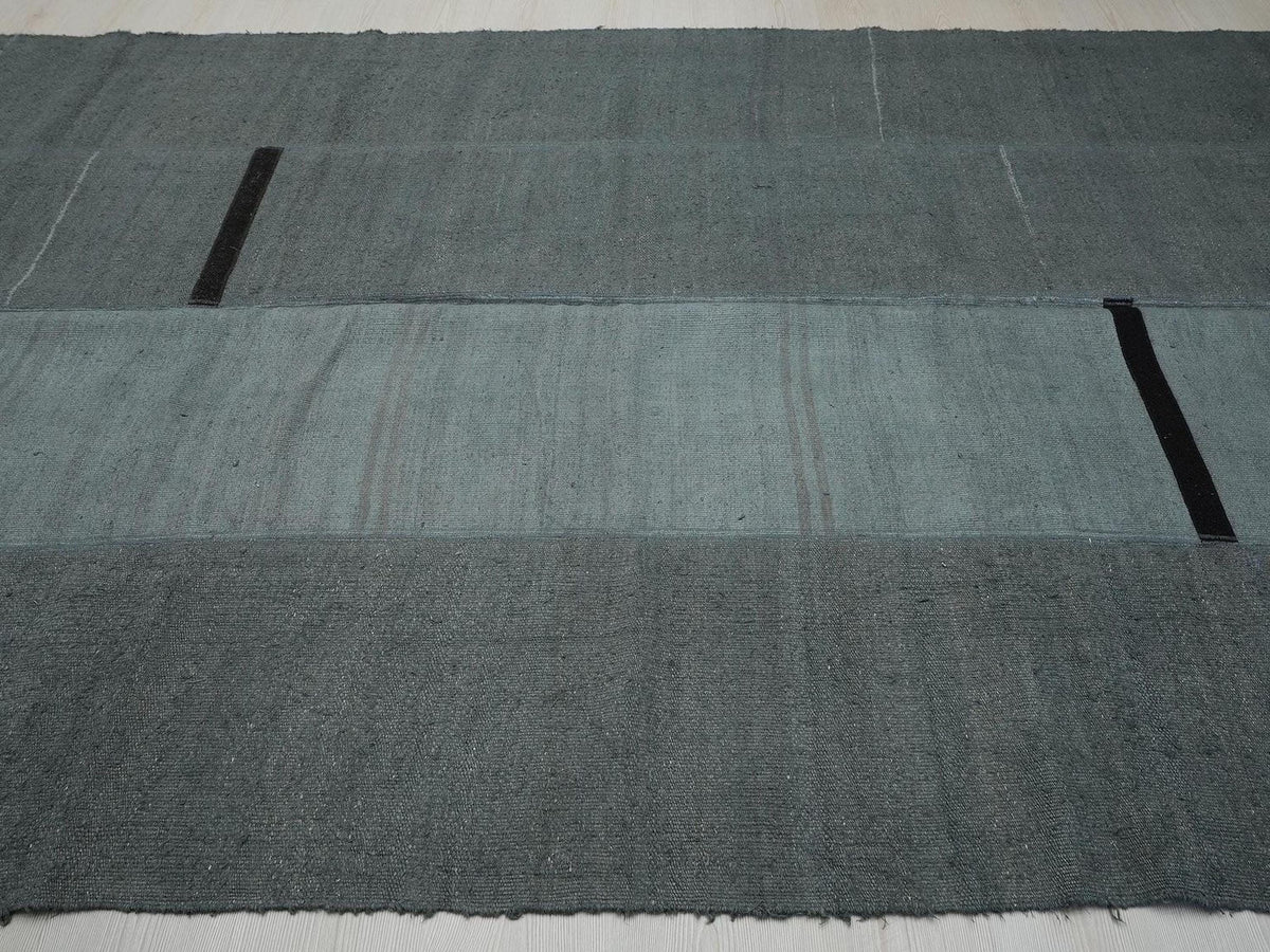 Gray Hemp Kilim Rug (7"x10,6" Feet): Vintage Turkish Minimalist Decor