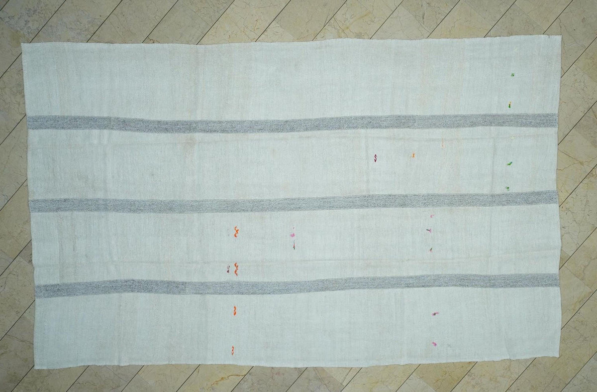 Summer Decor: Patchwork Hemp Kilim Rug,Vintage Flat Weave Turkish Rugs 8x13 Ft.