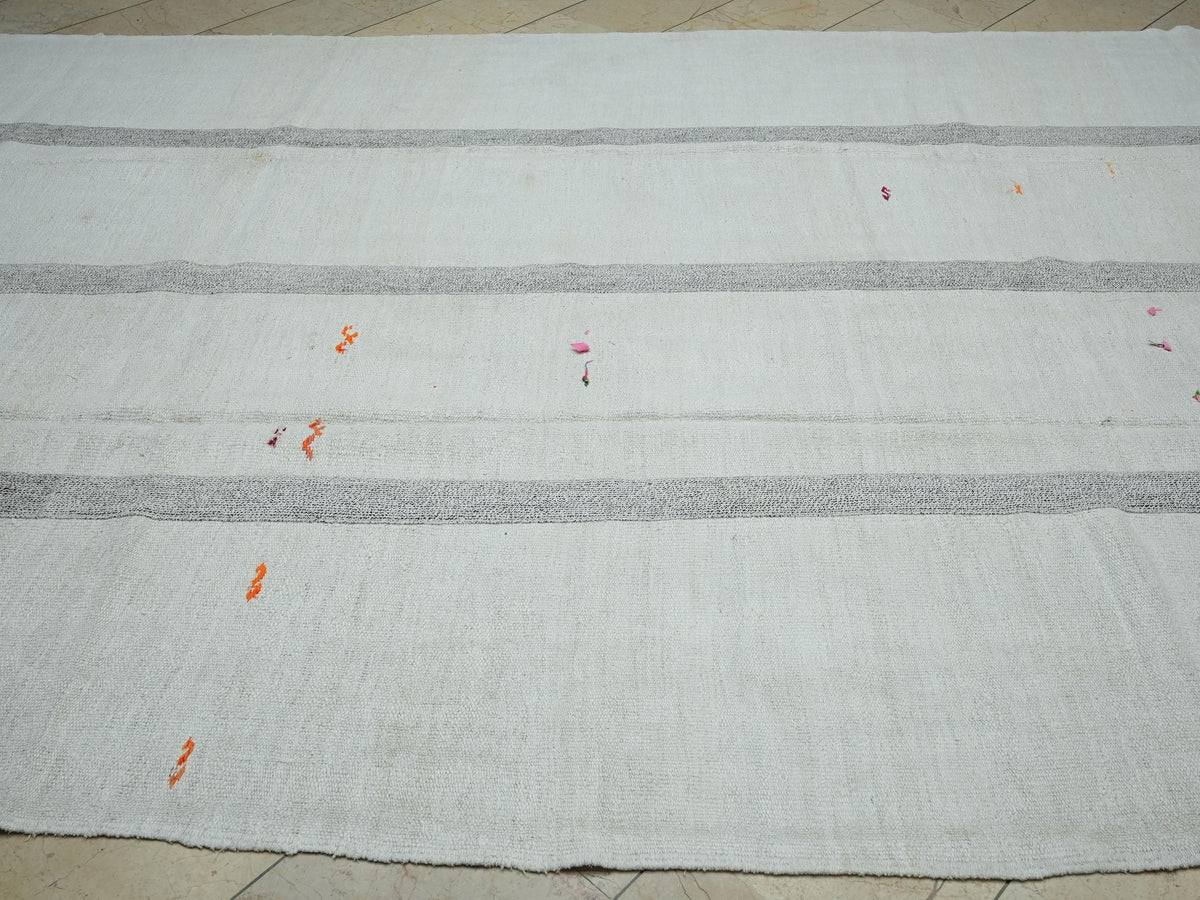 Summer Decor: Patchwork Hemp Kilim Rug,Vintage Flat Weave Turkish Rugs 8x13 Ft.