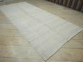 Neutral Turkish Striped Hemp Kilim Rug: 5.6x12.7 Feet,Large Handmade Rugs.