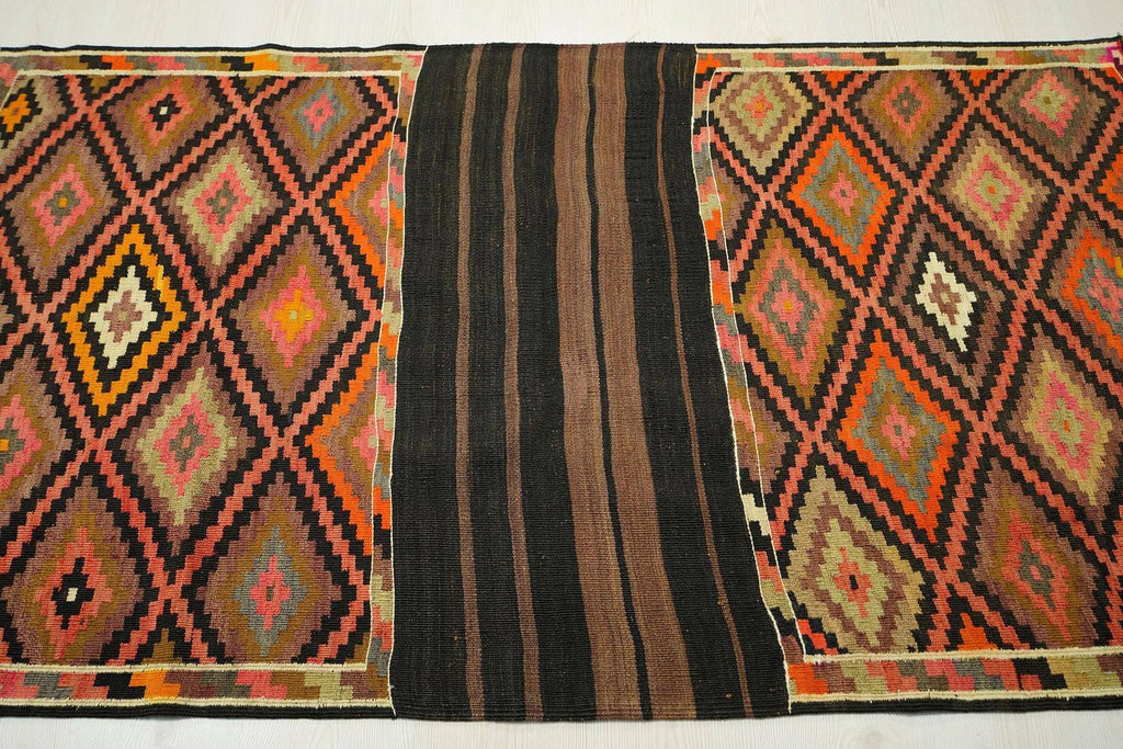 Antique Turkish Kilim Rug: Handwoven Wool, Rare Design Wall Hanging Rugs 3.4x6 ft.