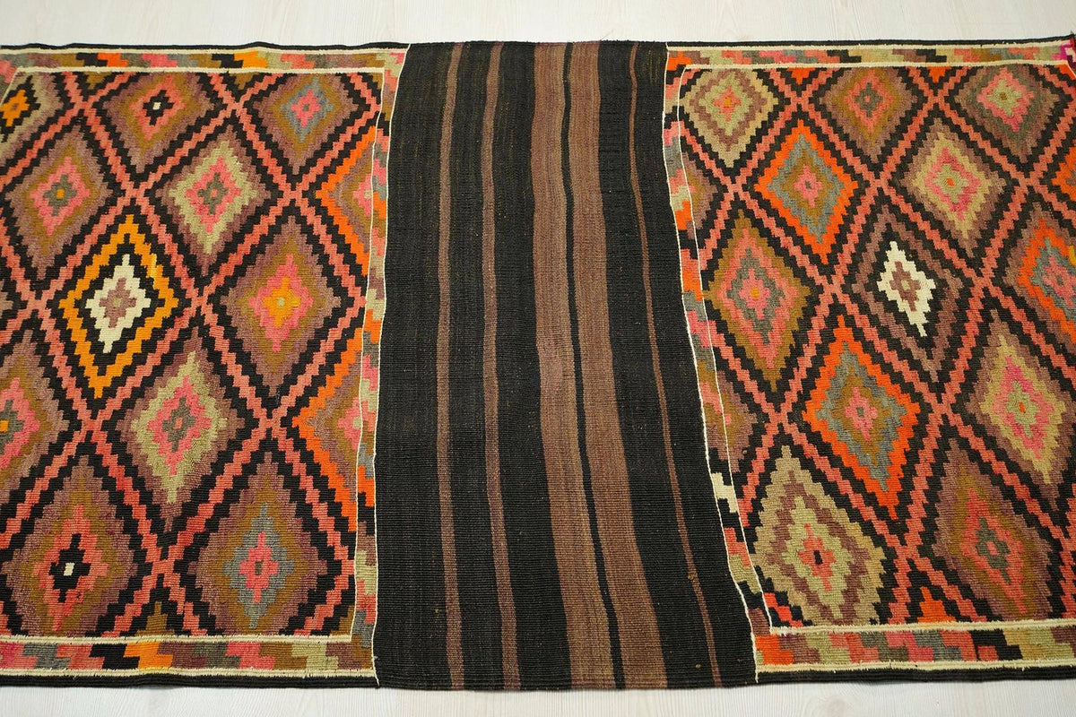 Antique Turkish Kilim Rug: Handwoven Wool, Rare Design Wall Hanging Rugs 3.4x6 ft.