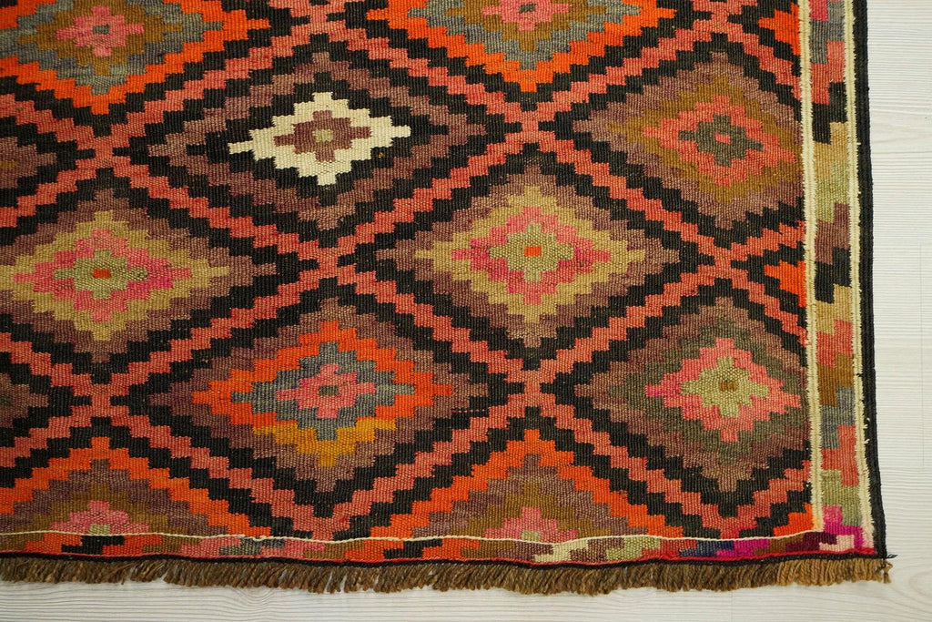 Antique Turkish Kilim Rug: Handwoven Wool, Rare Design Wall Hanging Rugs 3.4x6 ft.