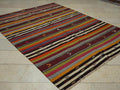 Striped Turkish Kilim Rug: Vintage Flat Weave Wool Rugs, 5.9"x8" Feet.