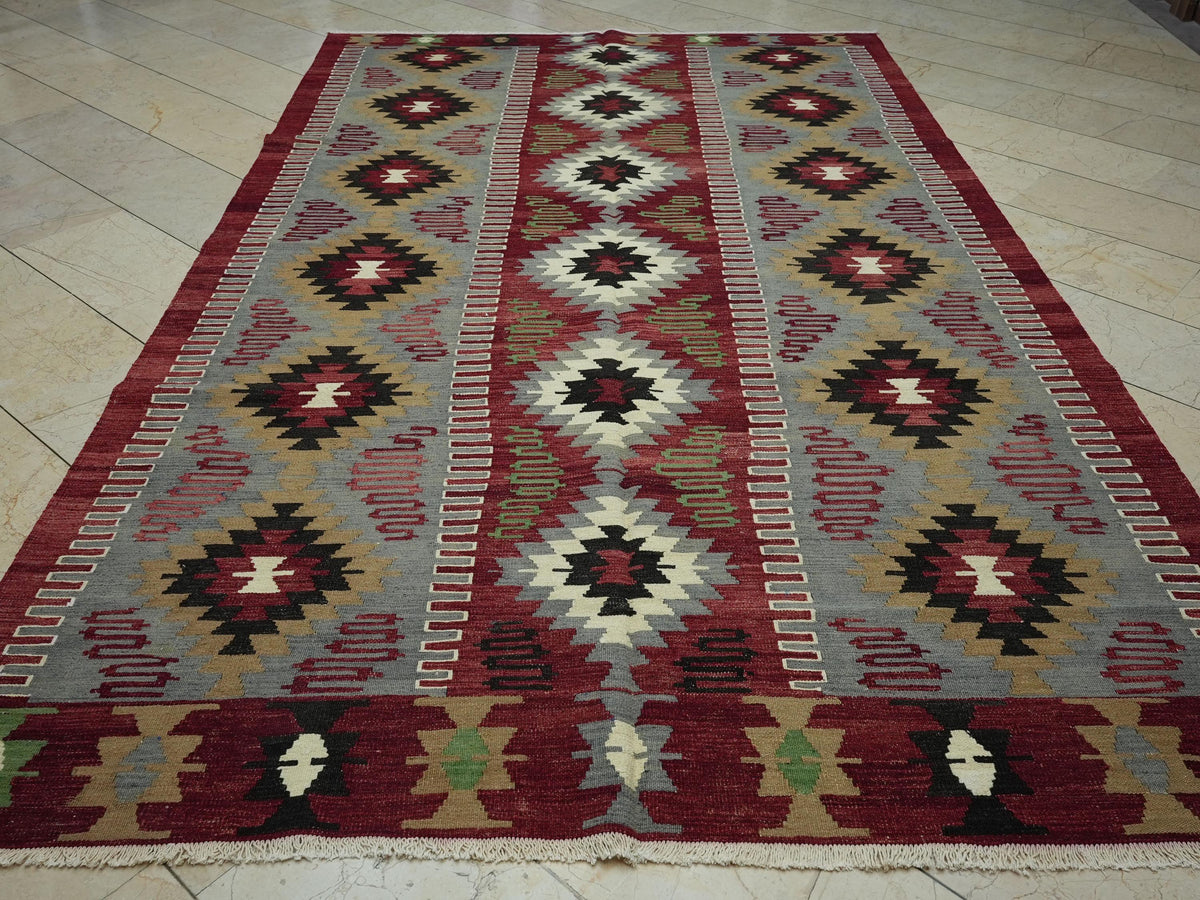Antique Flat Woven Kilim Rug: 6.6"x10.9' Ft, Home Living Decor Rugs
