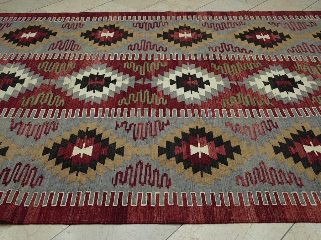 Antique Flat Woven Kilim Rug: 6.6"x10.9' Ft, Home Living Decor Rugs