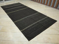 Vintage Goat Hair Kilim Rug: 5.4x12 ft, Natural Brown Flat Weave Rugs.