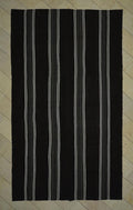 Striped Goat Hair Kilim Rug: Black and White Outdoor Spring Decor Rugs,7"x12,2" Feet.