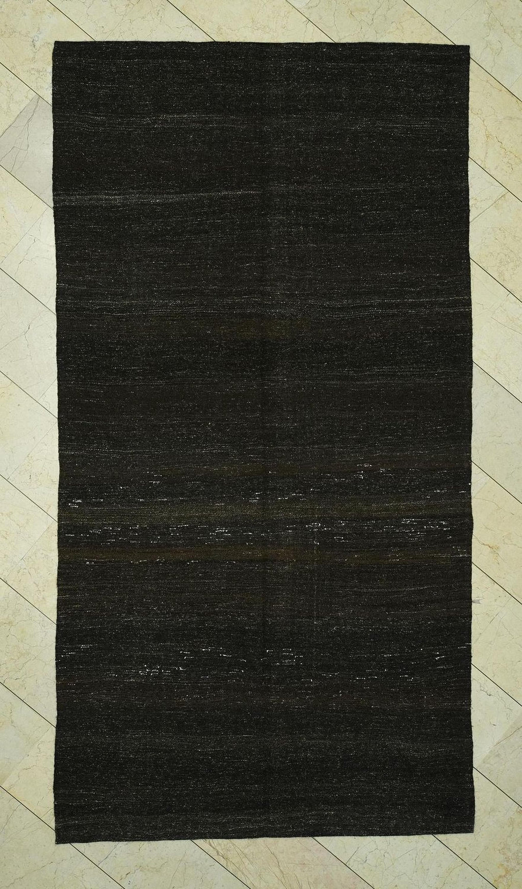 Outdoor Decor Dark Brown Goat Hair Kilim Rug:5.3x10.2 Feet,Turkish Flat Woven Rugs