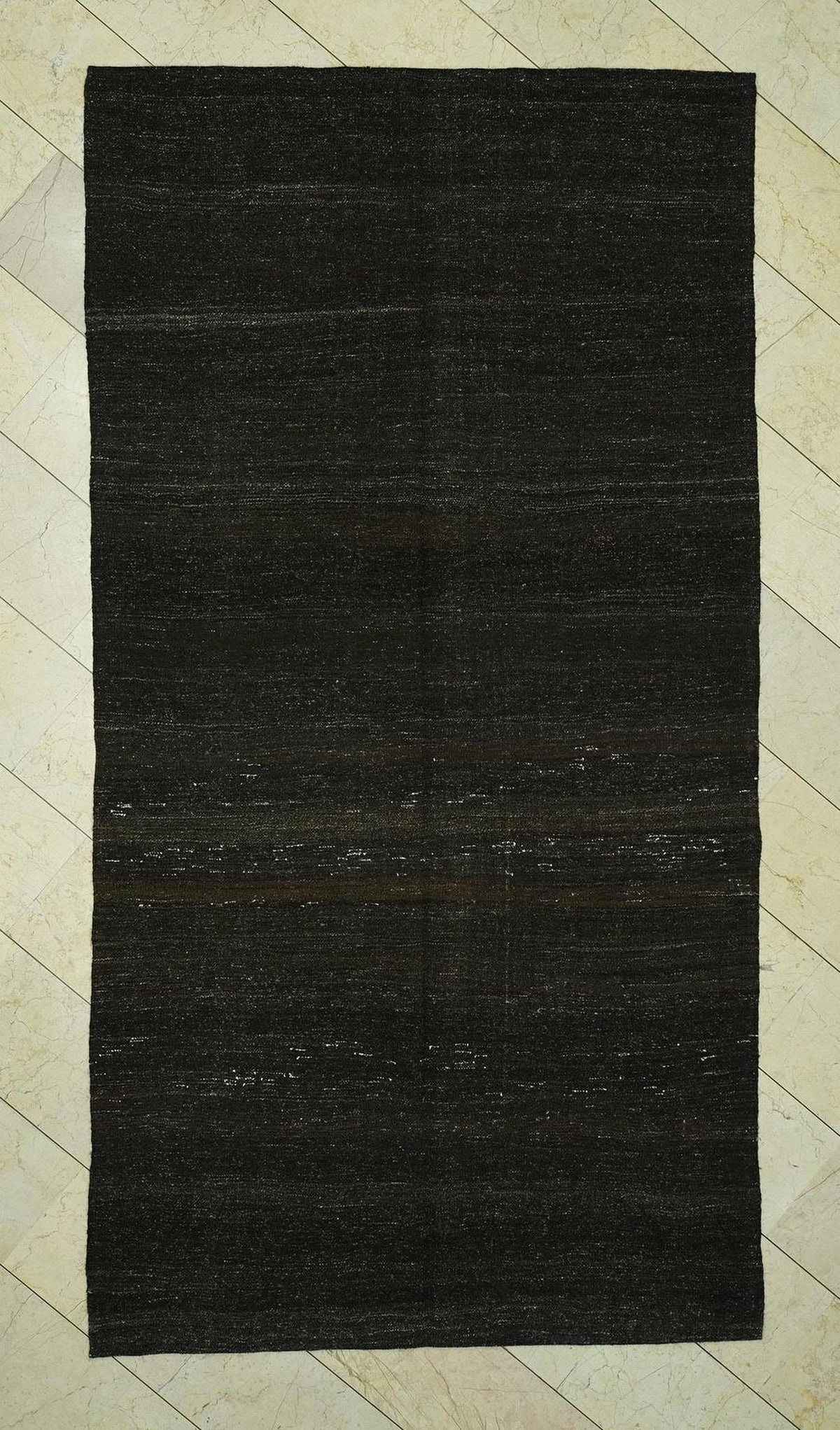 Outdoor Decor Dark Brown Goat Hair Kilim Rug:5.3x10.2 Feet,Turkish Flat Woven Rugs