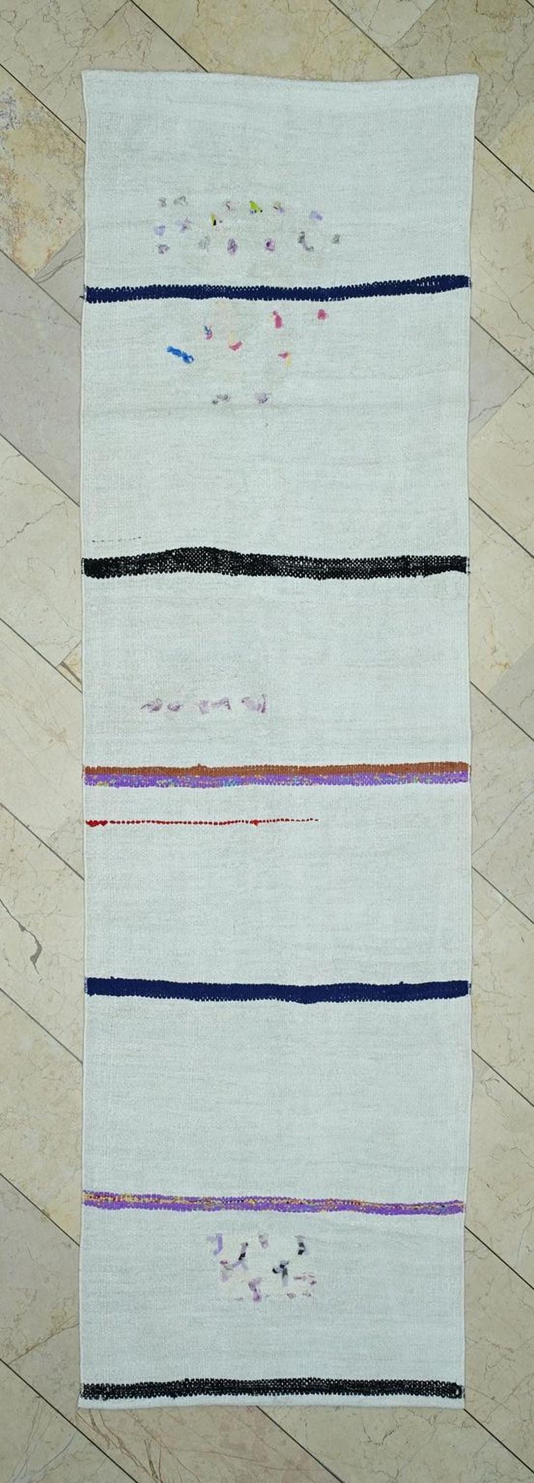 Vintage Hemp Rug Runner: Turkish Organic Kilim, Minimalist Stripe Decor Rugs, 2.9x9.8 ft.
