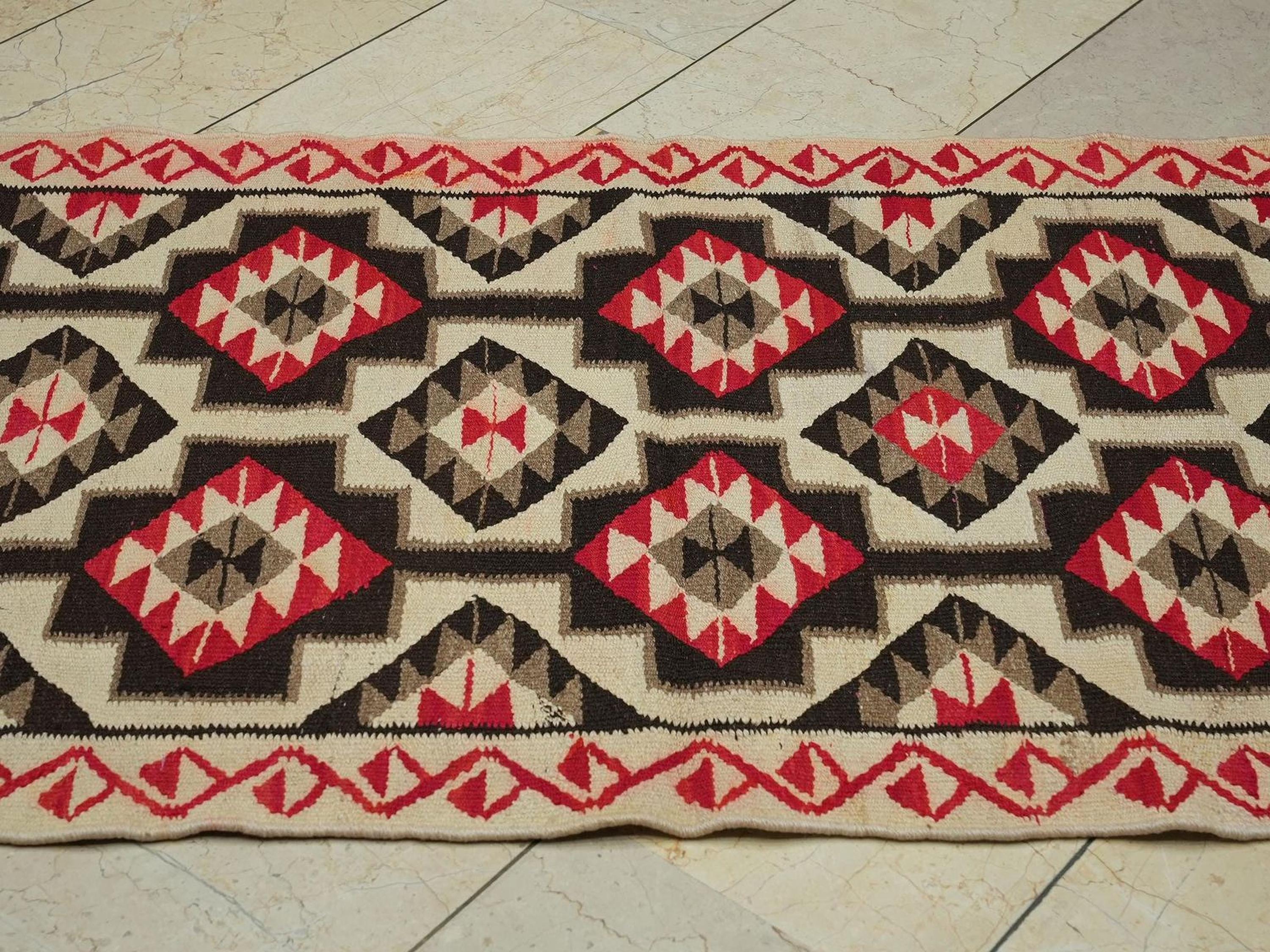 Mid Century Modern Flat Woven Turkish Kilim Rug Runner: 3.2x9.7 Ft.