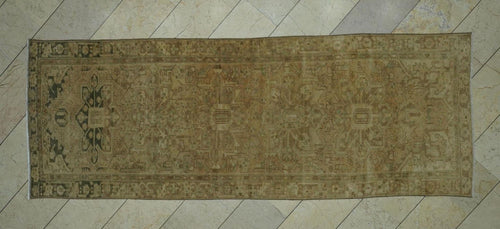 4x10 Antique Oriental Rug Runner,Faded Colors Vintage Turkish Carpet Runners.