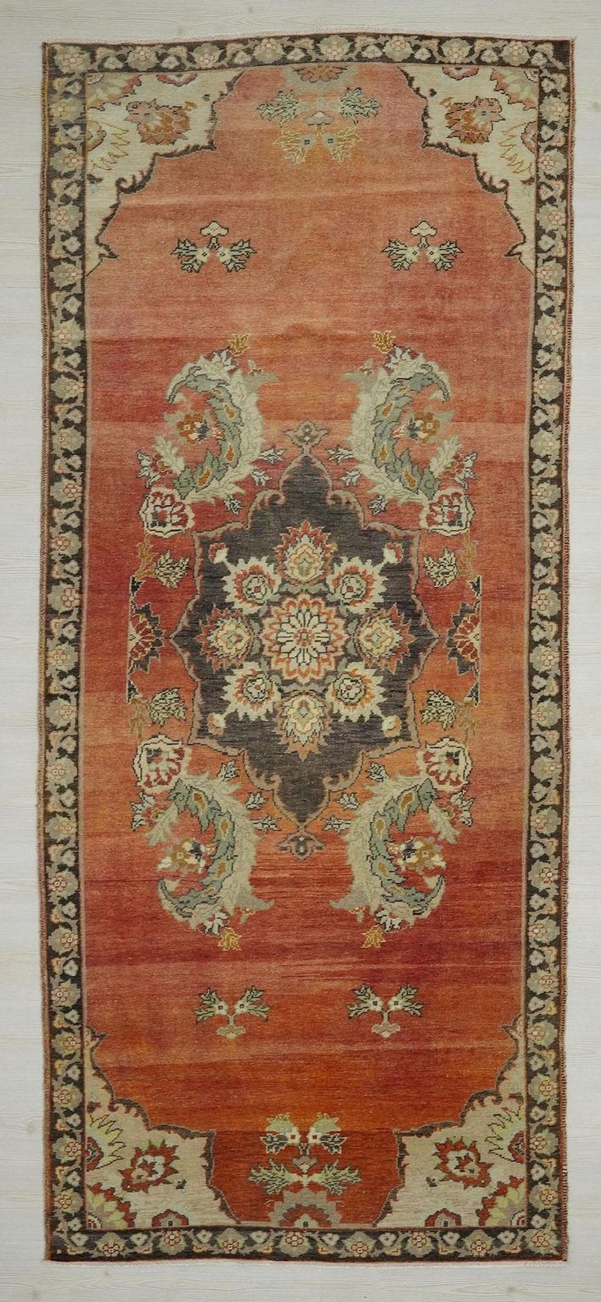 Antique Turkish Wool Rug Runner: 4.3x10 ft, Home Living Decor Anatolian Carpet.