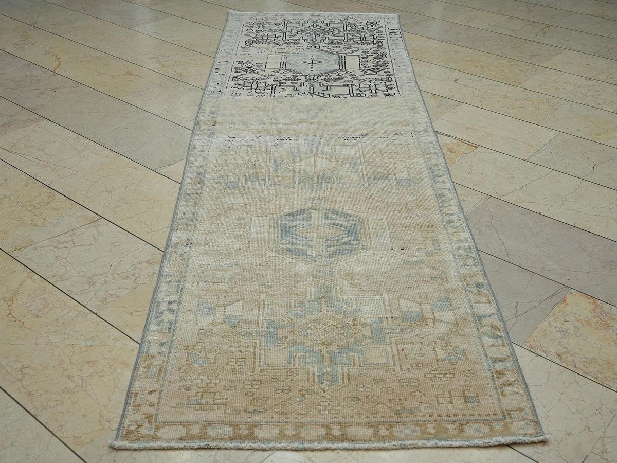 VintageTurkish Rug Runner: 3x10 Ft,Handwoven Antique Rugs For Kitchen Decor.