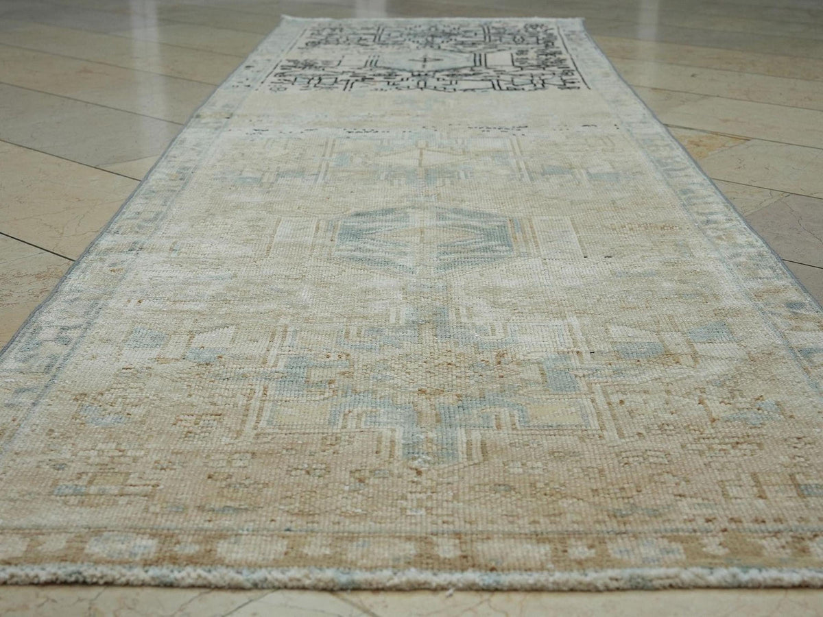 VintageTurkish Rug Runner: 3x10 Ft,Handwoven Antique Rugs For Kitchen Decor.