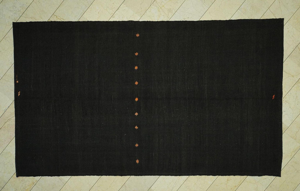 Vintage Turkish Kilim Rug: 6.7 x 11.6 ft, Goat Hair Tribal Woven Rugs.