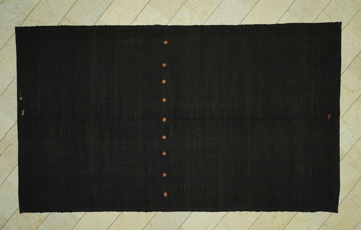 Vintage Turkish Kilim Rug: 6.7 x 11.6 ft, Goat Hair Tribal Woven Rugs.