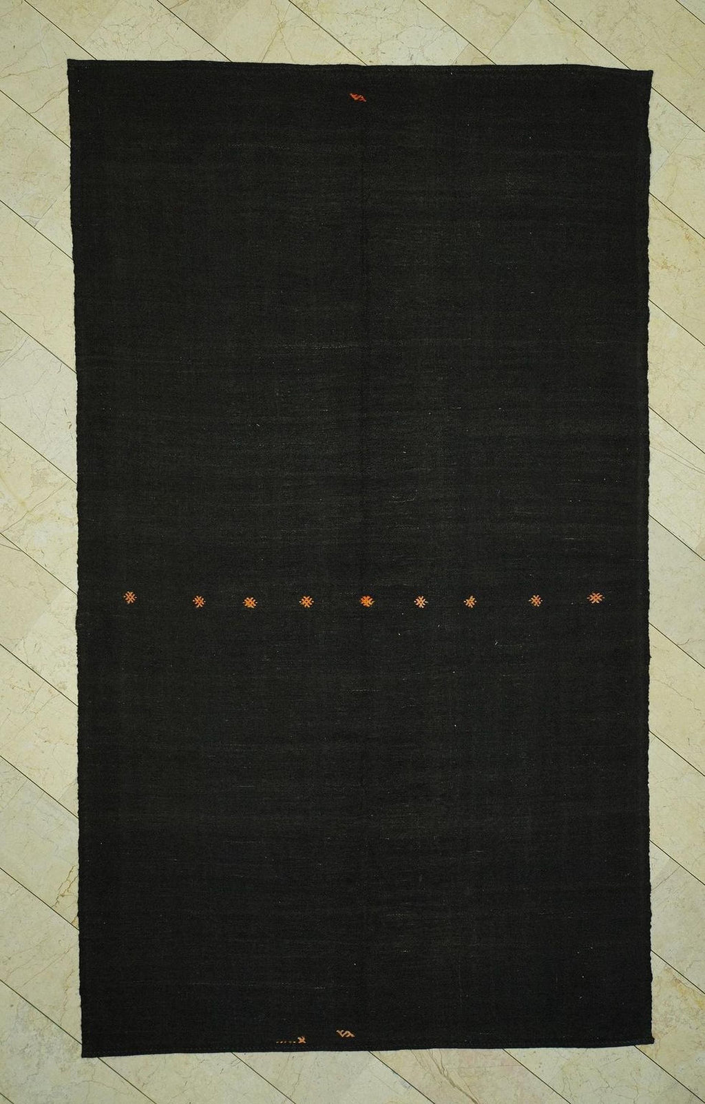 Vintage Turkish Kilim Rug: 6.7 x 11.6 ft, Goat Hair Tribal Woven Rugs.
