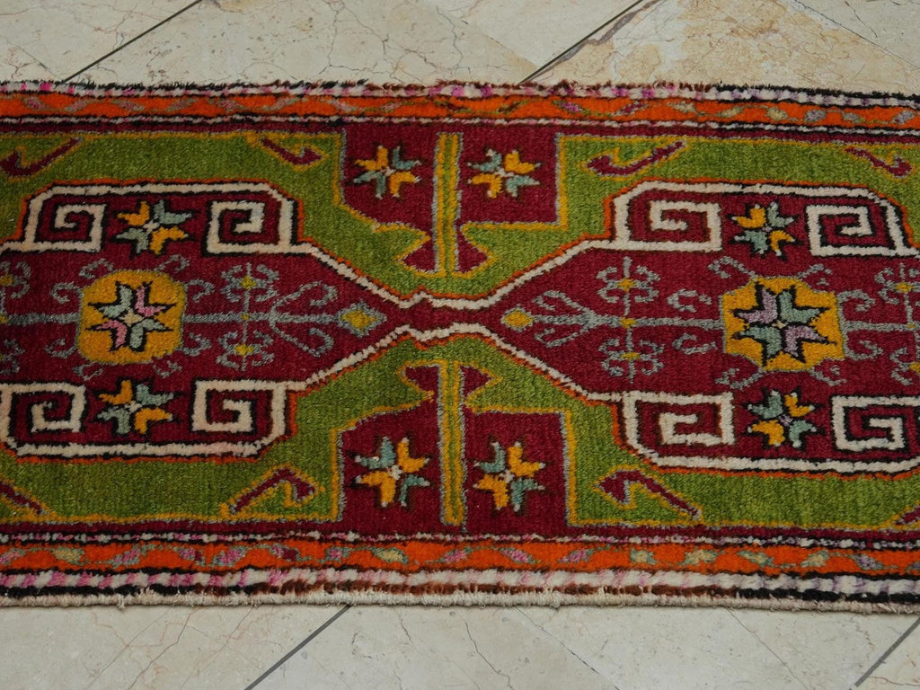 1940s Antique Small Turkish Carpet Rug: 2x4 Feet,Wall Hanging Decor Mini Size Rugs.