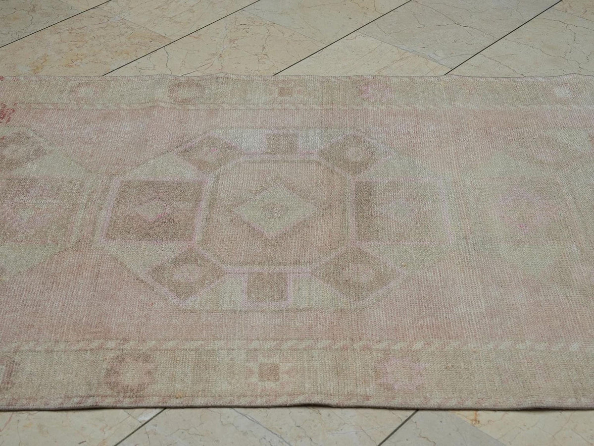 Vintage Faded Colors Turkish Rug Runner: 3.5x14.4 Feet,Long Hallways Decor Rugs