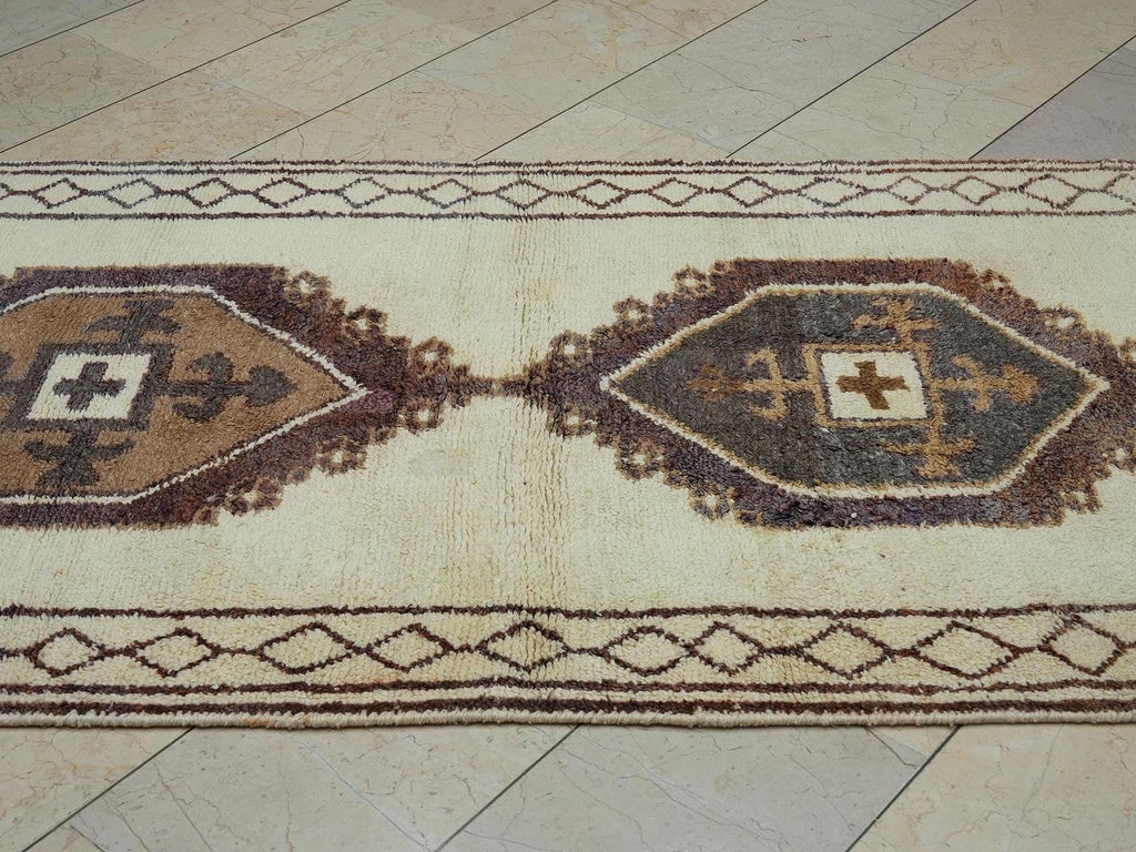 Handmade Wool Rug Runner: Mid-Century Modern Turkish Carpet Runners, 4x14 Feet.