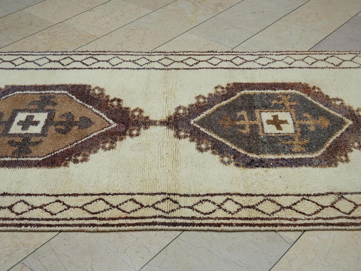 Handmade Wool Rug Runner: Mid-Century Modern Turkish Carpet Runners, 4x14 Feet.
