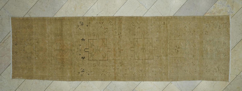 Bronze Vintage Carpet Rug Runner,3x10 Feet Turkish Oushak  Wool Rugs