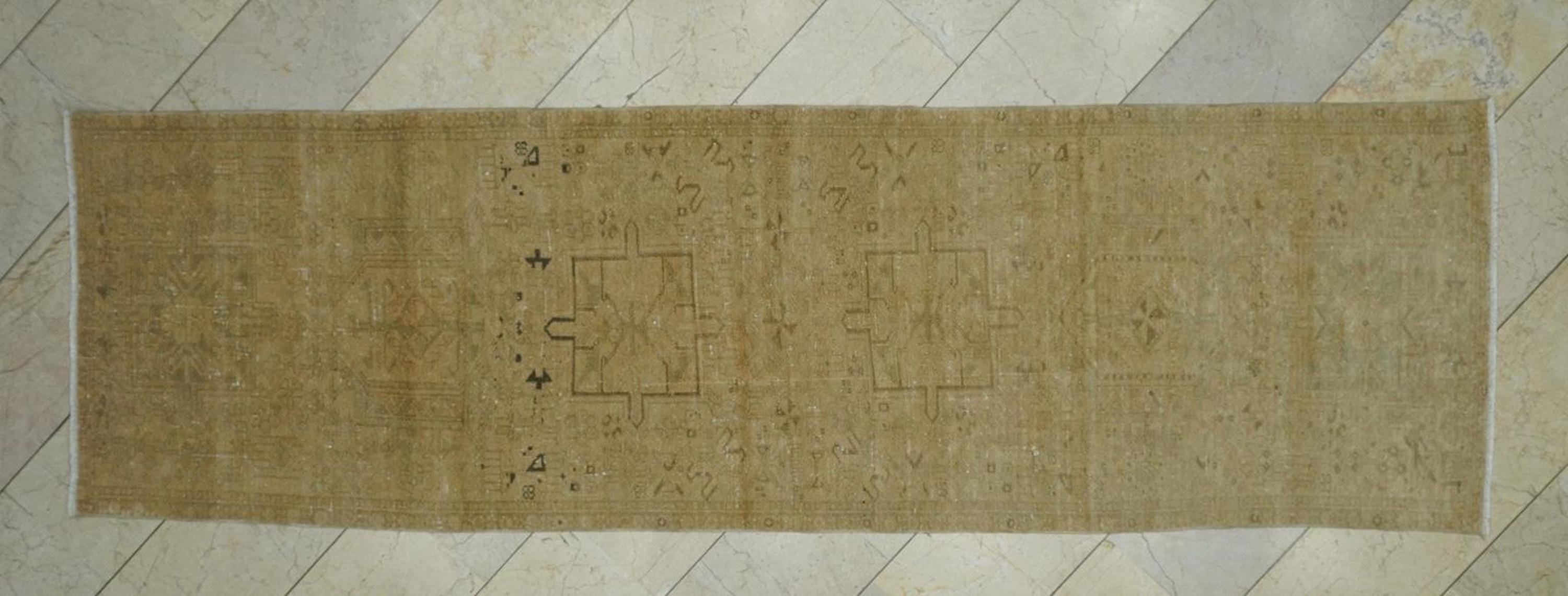 Bronze Vintage Carpet Rug Runner,3x10 Feet Turkish Oushak  Wool Rugs