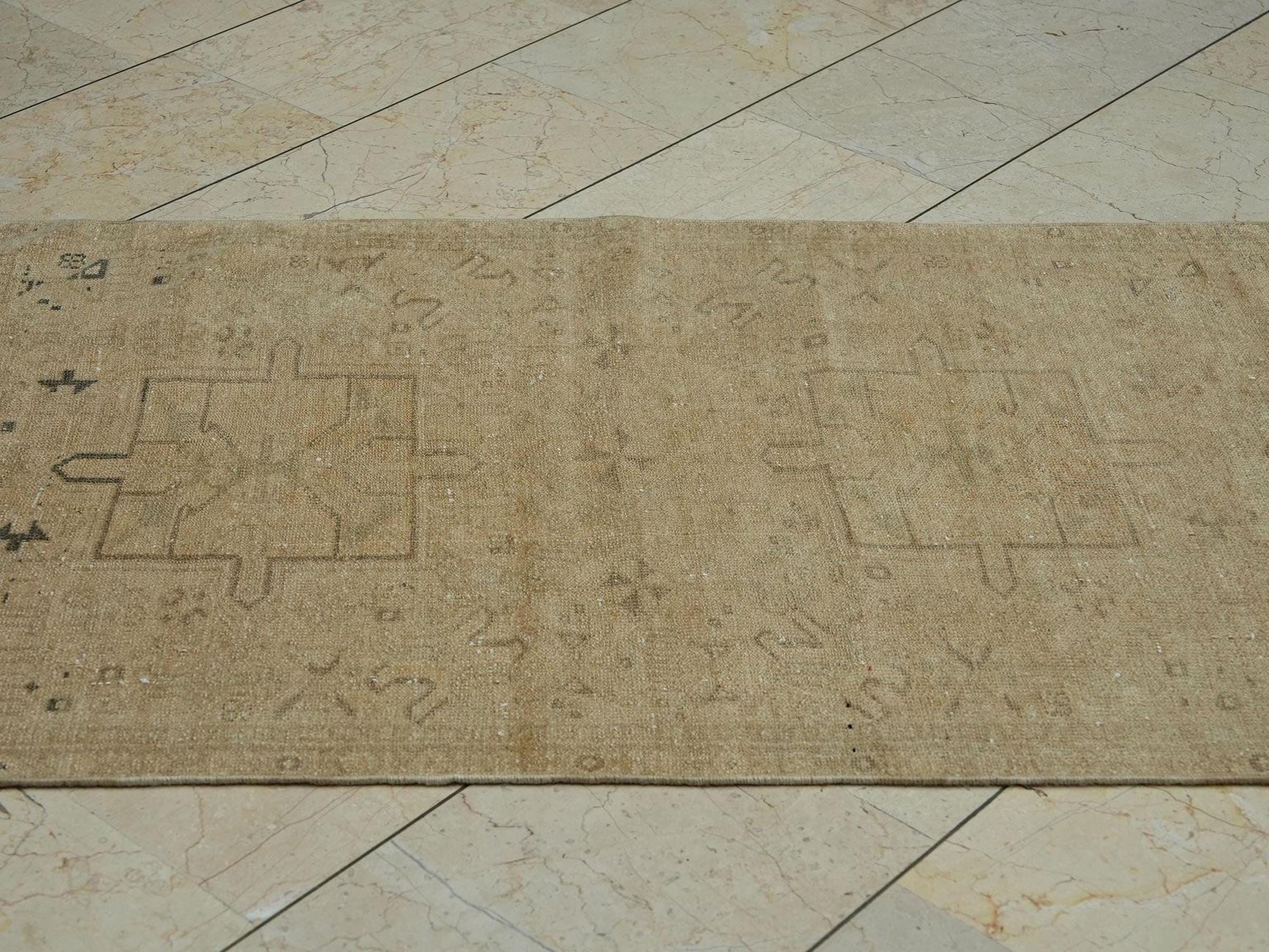 Bronze Vintage Carpet Rug Runner,3x10 Feet Turkish Oushak  Wool Rugs