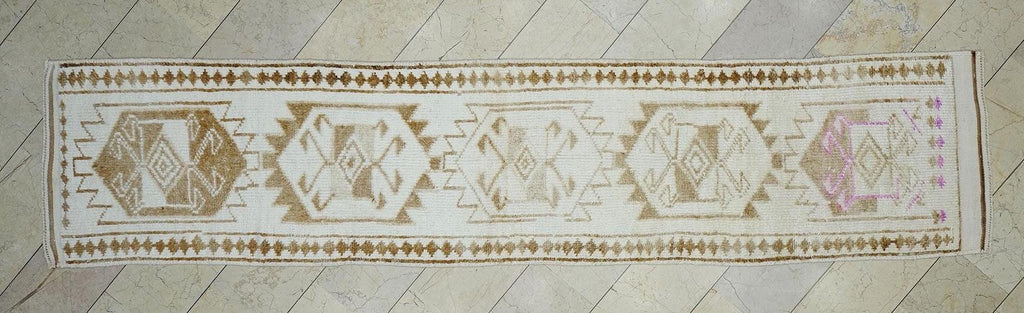 Stair Treads Decor Handmade Wool Turkish Rug Runner: Mid-Century Modern Rugs 2.6x12 ft.