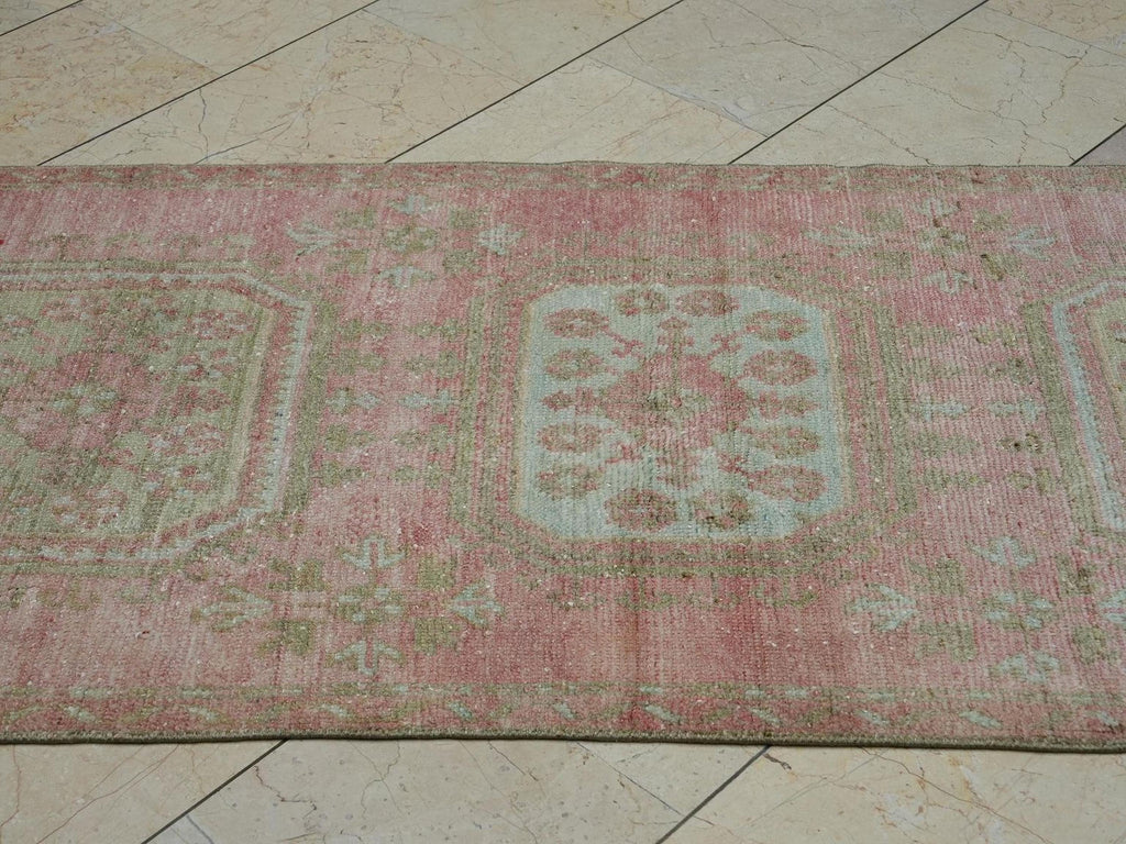 3x12 Wool Vintage Oushak Rug Runner: Mid Century Modern Turkish Rugs.