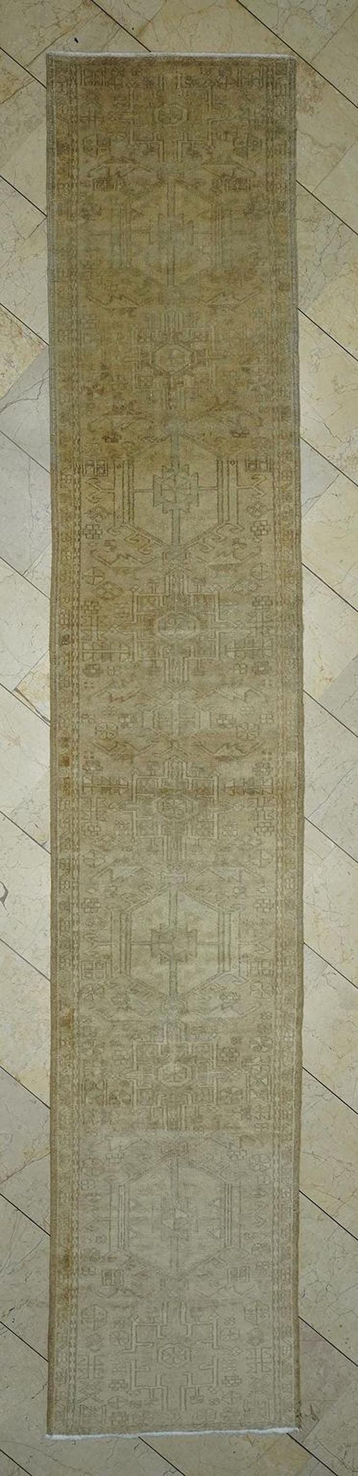 Antique Turkish Wool Rug Runner: Earth Colors Stair Decor Rugs, 2.6x14.3 Ft
