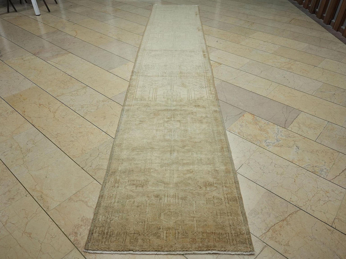 Antique Turkish Wool Rug Runner: Earth Colors Stair Decor Rugs, 2.6x14.3 Ft