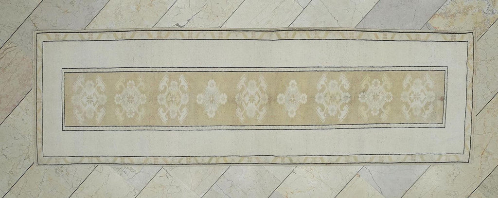 Vintage Oushak Wool Rug Runner: Pastel Mid-Century Turkish Carpet Rugs, 2,7"x8,8" Feet.