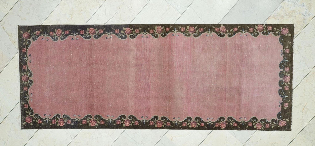 Salmon Pink & Brown Vintage Turkish Rug Runner,3.2x8.2 Feet,Anatolian Area Rugs