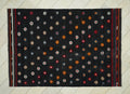 Embroidered Dark Brown Kilim Rug: 6.4"x9.2' Turkish Flat Weave Goat Hair Anatolian Rugs