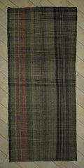Long Goat Hair Kilim Rug: 5.6x12.8 ft, Gray Turkish Flat Woven Rugs