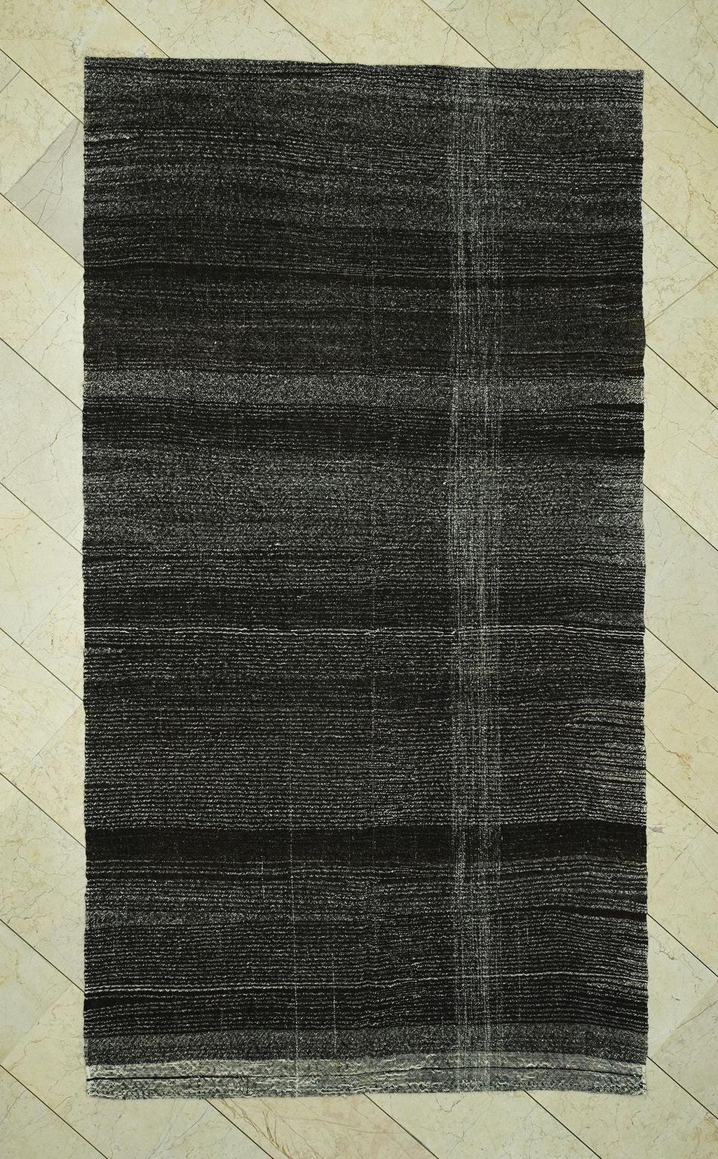 Vintage Turkish Goat Hair Kilim Rug: Dark Brown Flat Weave Rugs,5,2x9.6 Feet.