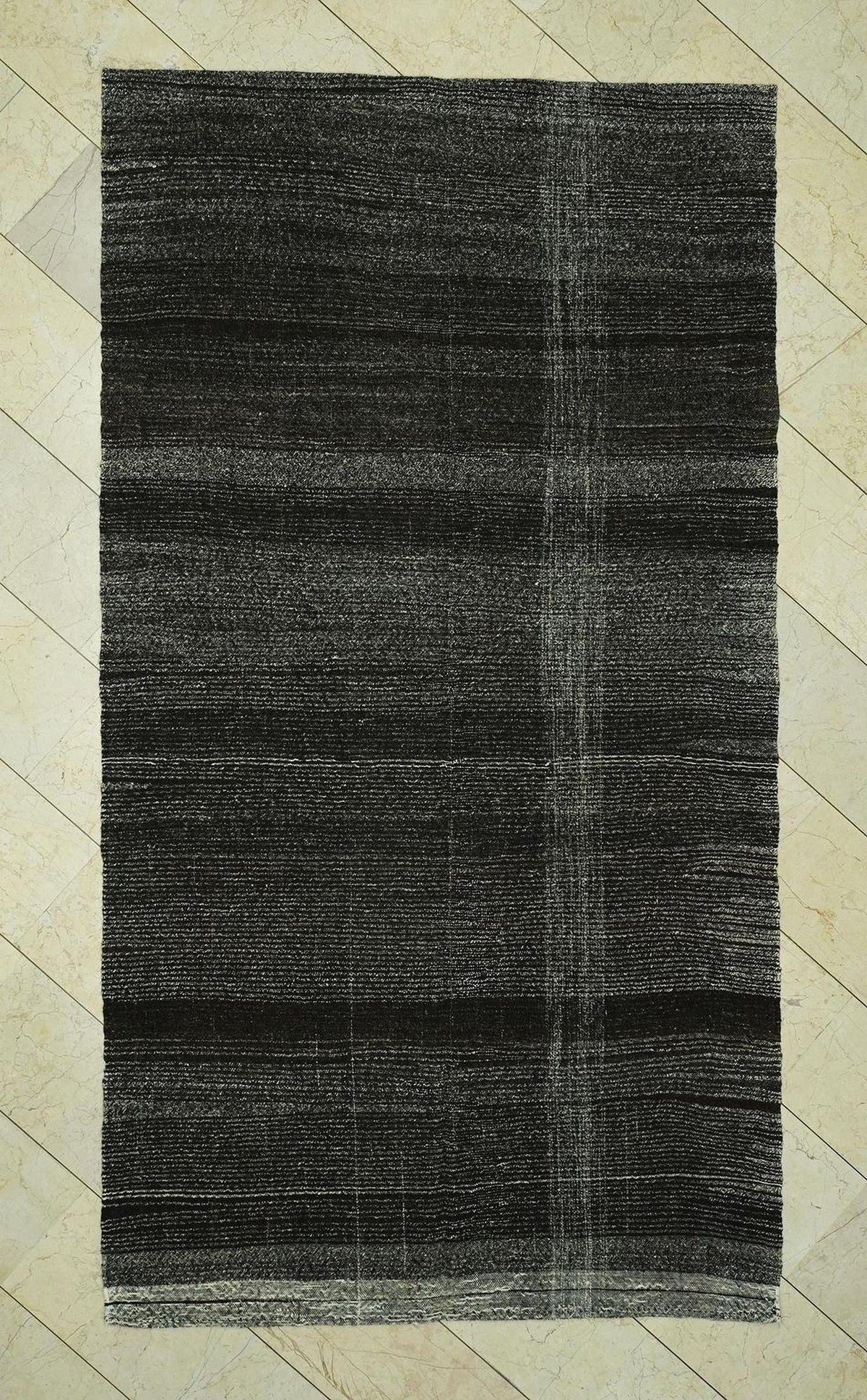 Vintage Turkish Goat Hair Kilim Rug: Dark Brown Flat Weave Rugs,5,2x9.6 Feet.