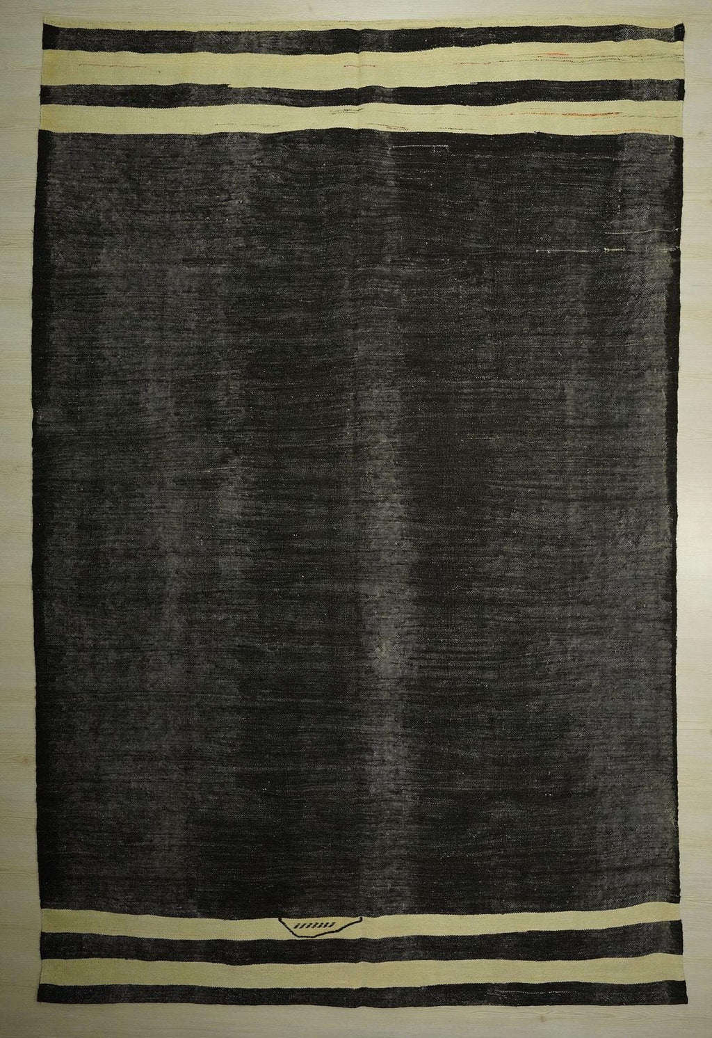 Vintage Brown Kilim Rug: 7.2"x11' Anatolian Goat Hair Rugs
